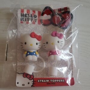 Hello Kitty Pink and Blue Straw Toppers